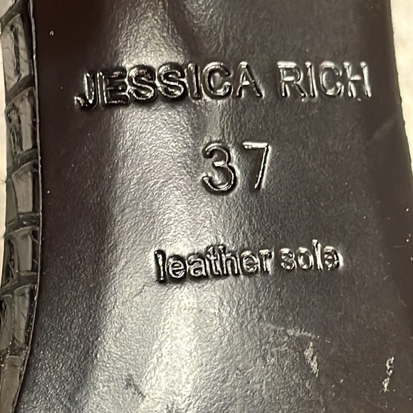 Jessica Rich Rich Sandal Stiletto Heel Croc Embossed Ankle Wrap Sz 37 - Picture 11 of 13
